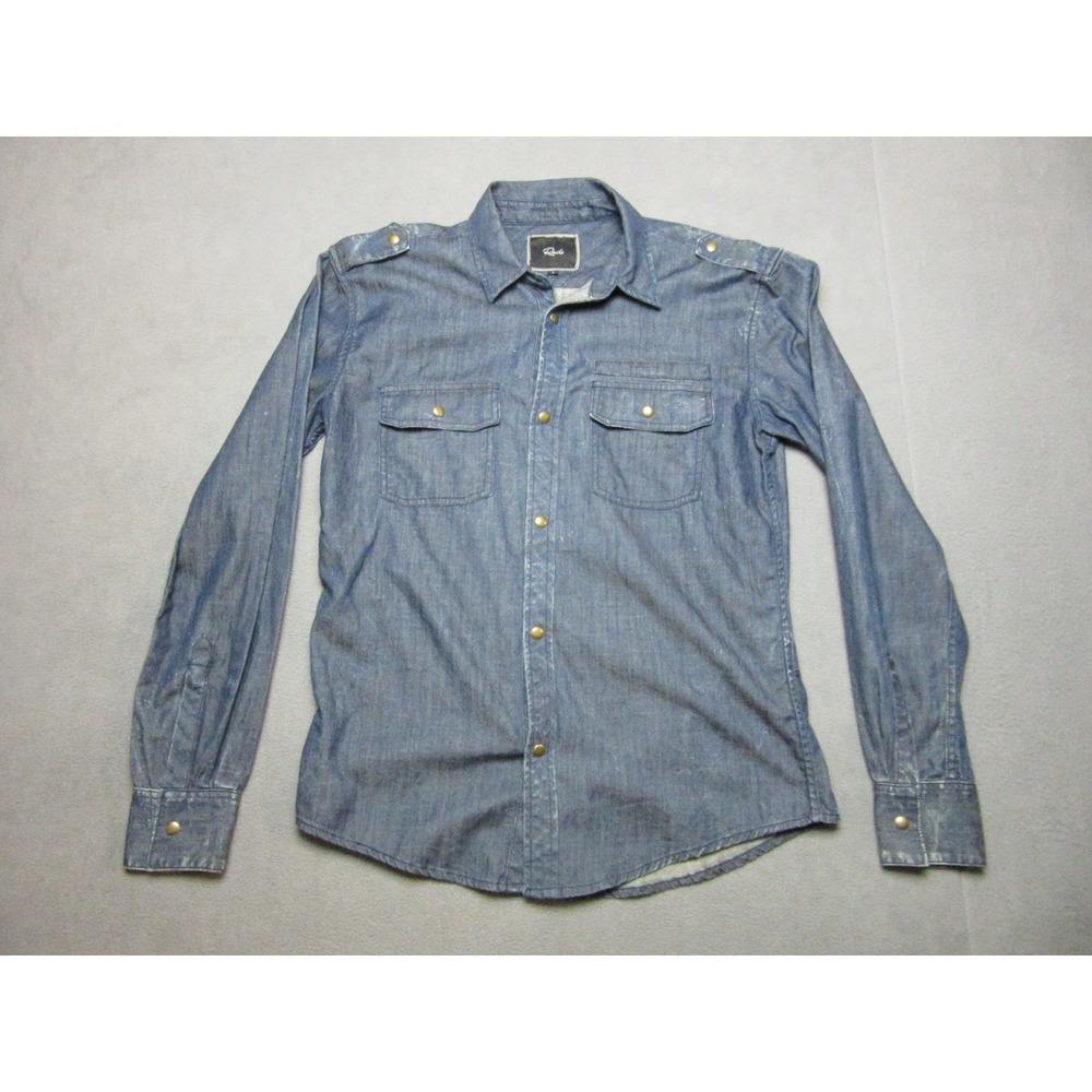 Rails Shirt Mens Small Blue Western Long Sleeve Pockets Shoulder Tabs Snap Front